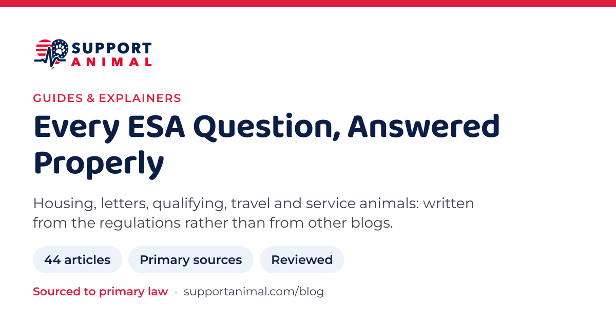 ESA guides and explainers on housing, letters, qualifying, travel and service animals