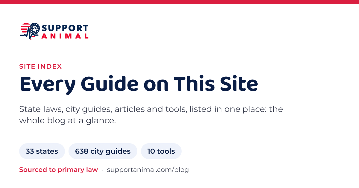 Index of the Support Animal blog: state ESA laws, city guides, articles and free tools